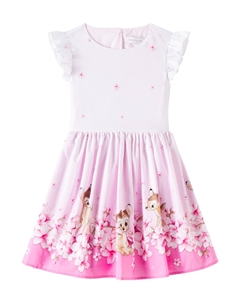 Хлопковое платье с принтом Disney, Rosa Fairytale Monnalisa