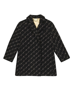 Пальто из смесовой шерсти с логотипом, черный Stella mccartney kids