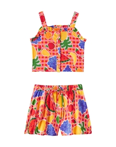 Топ и шорты из хлопка с принтом в клетку гингем, Est Picnic Fundo Vermelho Fabula