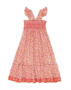 Платье Синди с цветочным принтом и сборками, Pink Mistral Poupette st barth kids