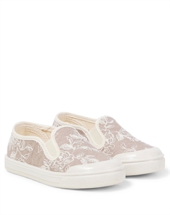 Джинсовые туфли с цветочной вышивкой, бежевый Pèpè