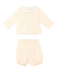 Комплект из блузки и панталон из шелкового бархата Baby Thairys, Blanc Lait Bonpoint
