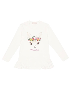 Украшенный топ из хлопкового джерси, Panna Monnalisa