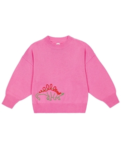 Кашемировый свитер с вышивкой Дино, Bubblegum The row kids