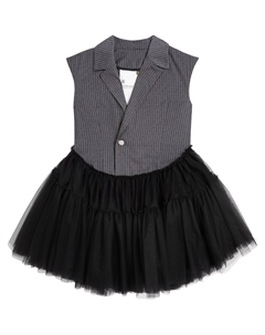 Платье из тюля в тонкую полоску с декоративным узором, серый Caroline bosmans