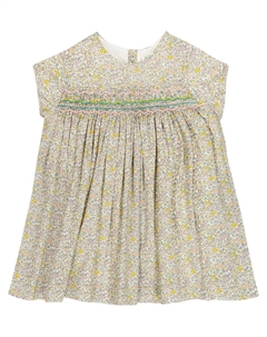 Платье из хлопка с цветочным принтом Baby Maruska, Fleurs Ecru Bonpoint