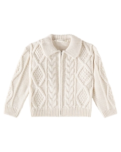 Кардиган Patagonia с косичной вязкой и застежкой-молнией, Vanilla Cream The new society