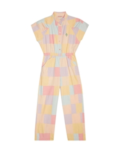 Хлопковый комбинезон в клетку Кузнечик, розовый The animals observatory