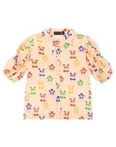 Платье-рубашка из льна и хлопка с принтом, бежевый Mini rodini