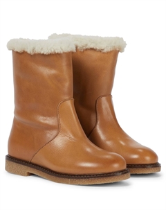 Кожаные сапоги с отделкой из овчины, Muscade Bonpoint