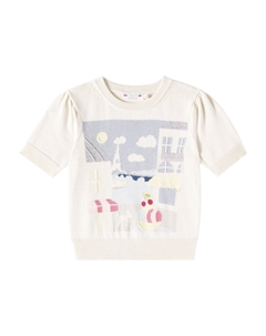 Жаккардовый хлопковый свитер Эльвира, Blanc Naturel Bonpoint