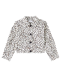 Куртка из габардина с леопардовым принтом из смесового хлопка, Maculato Monnalisa