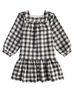 Платье в клетку из смеси шерсти и хлопка, Gris Anthracite Chine Tartine et chocolat