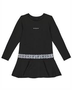 Платье 4G из смесового хлопка, черный Givenchy kids