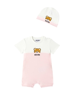 Комбинезон из хлопкового джерси с плюшевым мишкой, Sugar Rose Moschino kids