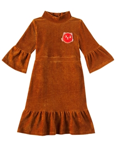 Платье Cats из хлопчатобумажной смеси вельвета, коричневый Mini rodini