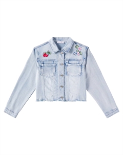 Джинсовая куртка с потертостями и аппликациями, Stone Bleach Monnalisa