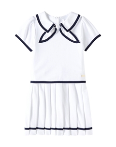 Платье из плиссированного хлопка с бантом, белый Patachou