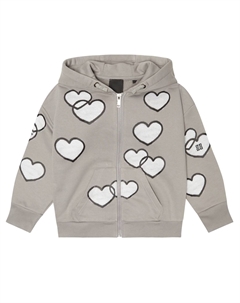 Толстовка с капюшоном на молнии с принтом в виде сердец, Light Grey Givenchy kids
