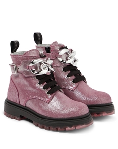 Ботинки из блестящей кожи на шнуровке, Fuxia Monnalisa