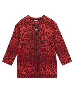 Платье-свитшот из хлопка с леопардовым принтом, Leo Nero F.Rosso Fra Dolce & gabbana kids