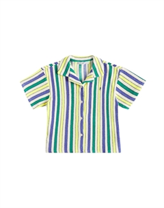 Полосатая хлопковая махровая рубашка, белый Bobo choses