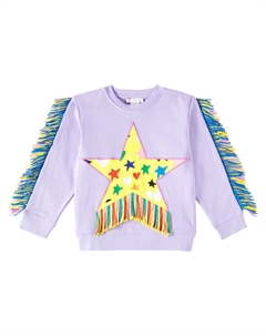 Толстовка из хлопкового джерси с бахромой, фиолетовый Stella mccartney kids