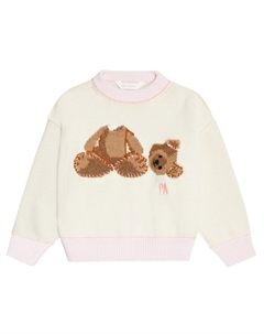 Вышитый свитер из девственной шерсти, Pink Salmon Pink Palm angels kids