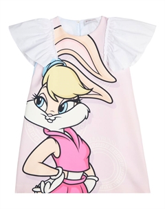 Платье-футболка из хлопковой смесовой ткани с оборками, Glicine Monnalisa