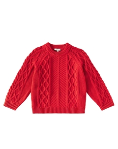 Свитер Callio из шерсти и хлопка, связанный косами, Apple Red Liewood