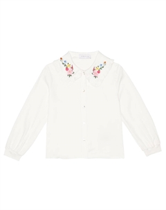 Рубашка из твила с цветочной вышивкой, Panna Monnalisa