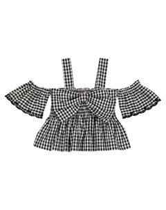 Топ из хлопка в клетку гингем с открытыми плечами, Panna+Nero Monnalisa