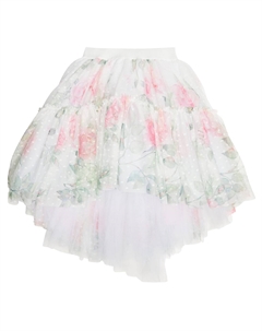 Юбка из тюля с цветочным принтом, Bianco Monnalisa