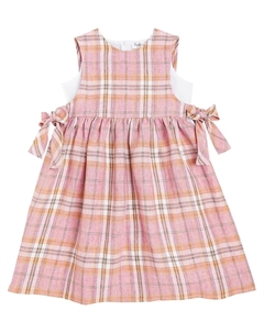 Платье из льна и хлопка в клетку с бантом, Tropea Il gufo