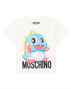 Футболка из хлопкового трикотажа с принтом для малышей, Optic White Moschino kids