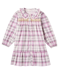 Платье из хлопка в клетку со сборками, Cream Frosty Checks Louise misha