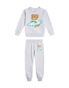 Комплект из хлопковой свитшота и спортивных штанов Teddy Bear, Grigio Chiaro Melange Moschino kids