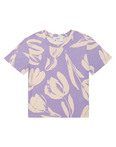 Футболка из джерси с цветочным принтом Тюльпан, Tulip Violet Paade mode