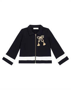 Куртка из вышитого хлопкового джерси, Blu+Bianco Monnalisa