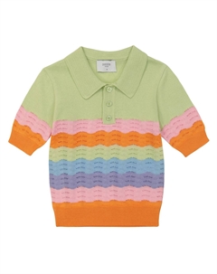 Топ-поло из хлопка с пуантами, Rainbow Green Paade mode