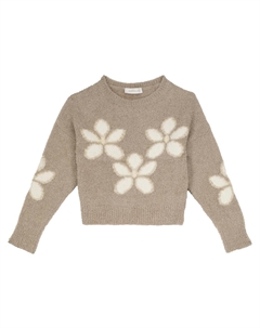 Свитер из ламе с цветочным узором, бежевый Monnalisa