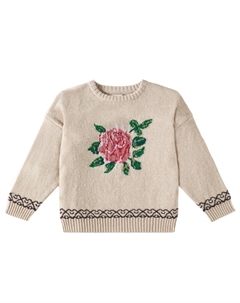 Шерстяной свитер с цветочным принтом Карола, Off White Melange Konges slojd