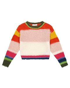 Полосатый свитер из смесовой шерсти, разноцветный Monnalisa