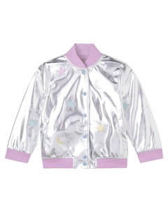 Куртка с металлизированными нашивками-аппликациями, серебряный Stella mccartney kids
