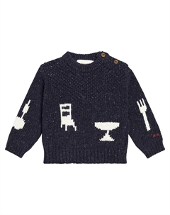 Свитер Baby The Feast из смесовой шерсти, темно-синий Bobo choses