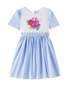 Платье из хлопка в полоску DG, Variante Abbinata Dolce & gabbana kids