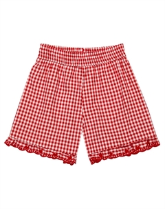 Хлопковые шорты с вышивкой в клетку, Panna+Rosso Monnalisa