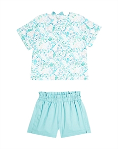 Комплект из хлопковой футболки и шорт с принтом, Blue Juniper Il gufo