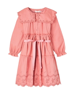 Платье Manola из хлопка с вышивкой и поясом, Peach C'era una volta