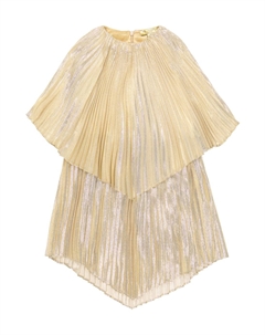 Мини-платье из плиссированного смесового шелка ламе, золотой Stella mccartney kids